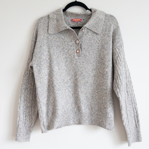 THML Pearl Button Collared Sweater - Picture 1 of 11